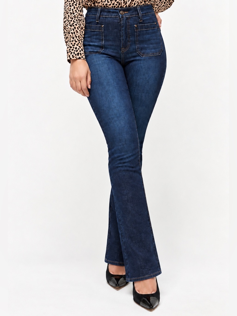 J. Crew Curvy Demi Bootcut Jeans Patch Pockets Size 27 High Rise Dark Wash AB381